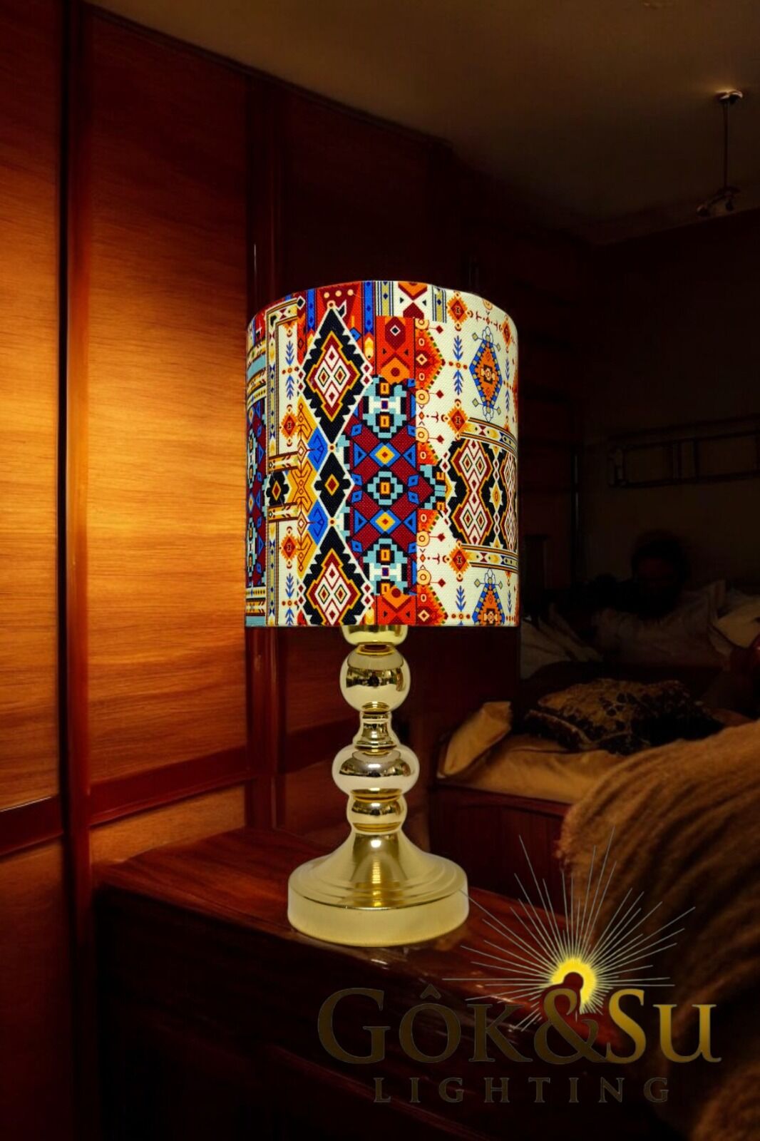 Kumaş Silindir Model Retro Renk Abajur