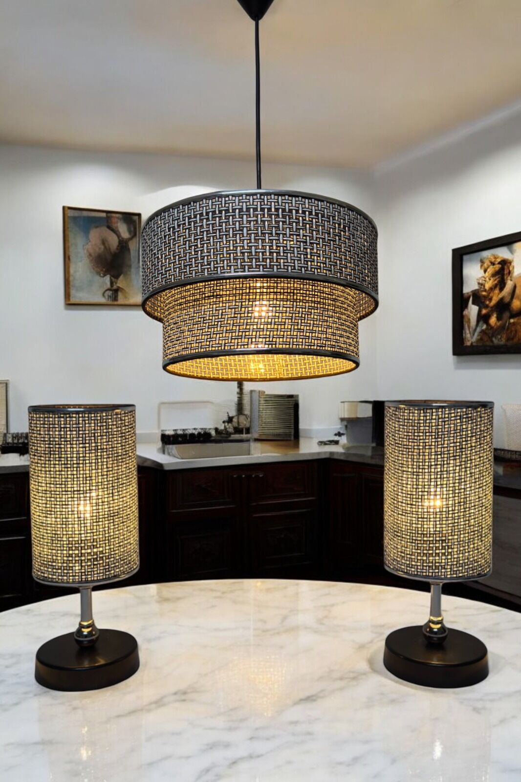 Rattan Set Model Siyah Renk 3'lü