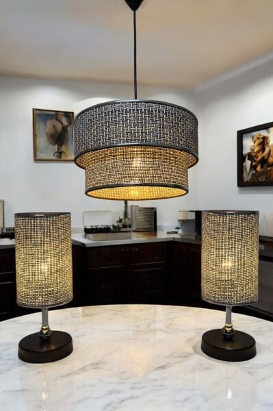 Rattan Set Model Siyah Renk 3'lü