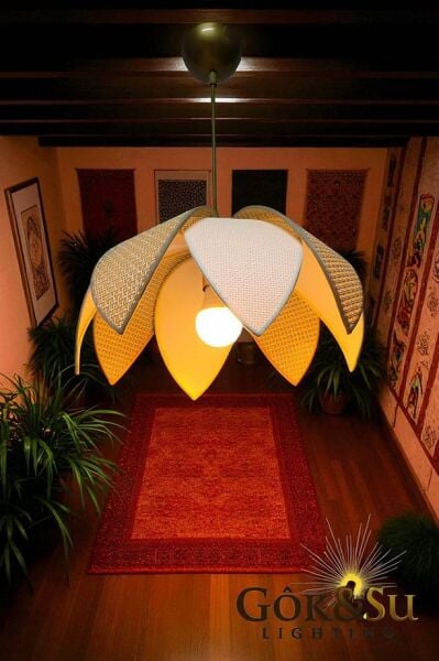 Rattan Papatya Model Naturel Renk Avize