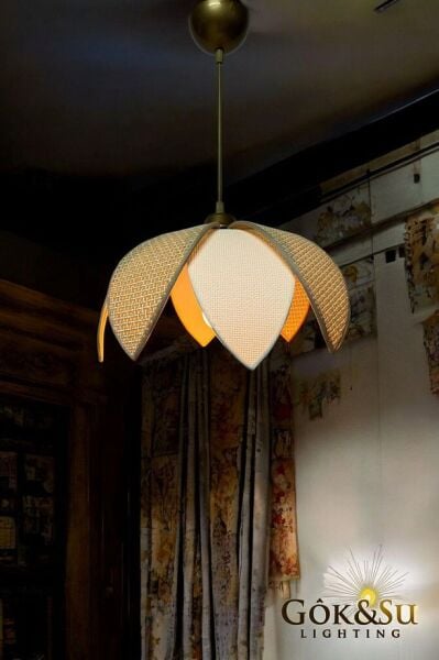 Rattan Papatya Model Naturel Renk Avize