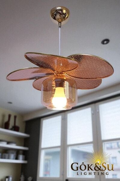 Rattan Pervane Model Kahverengi Renk Camlı