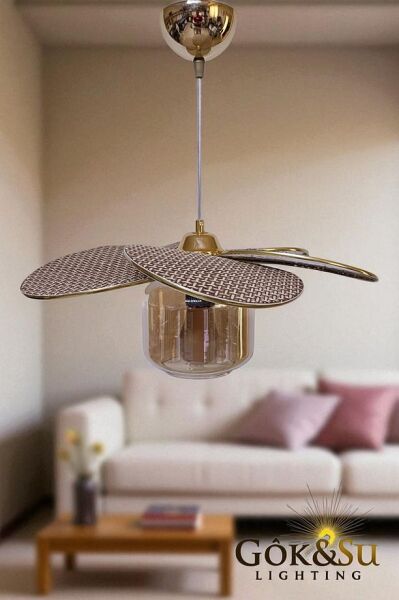Rattan Pervane Model Kahverengi Renk Camlı