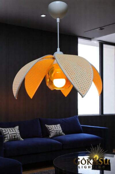 Rattan Yaprak Model Krem Renk Camlı