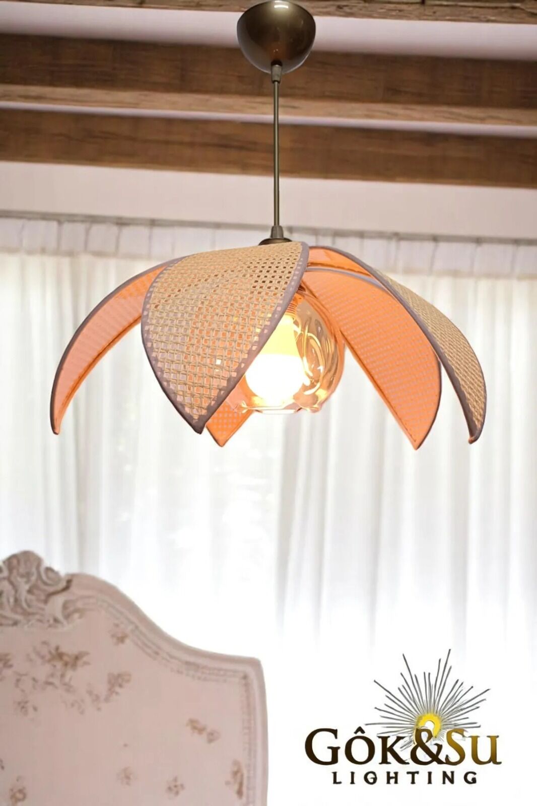 Rattan Yaprak Model Sarı Renk Camlı