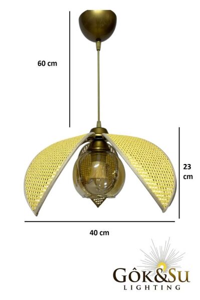 Rattan Yaprak Model Sarı Renk Camlı