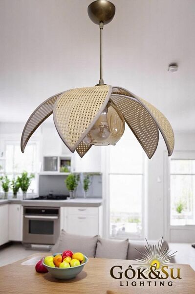 Rattan Yaprak Model Sarı Renk Camlı