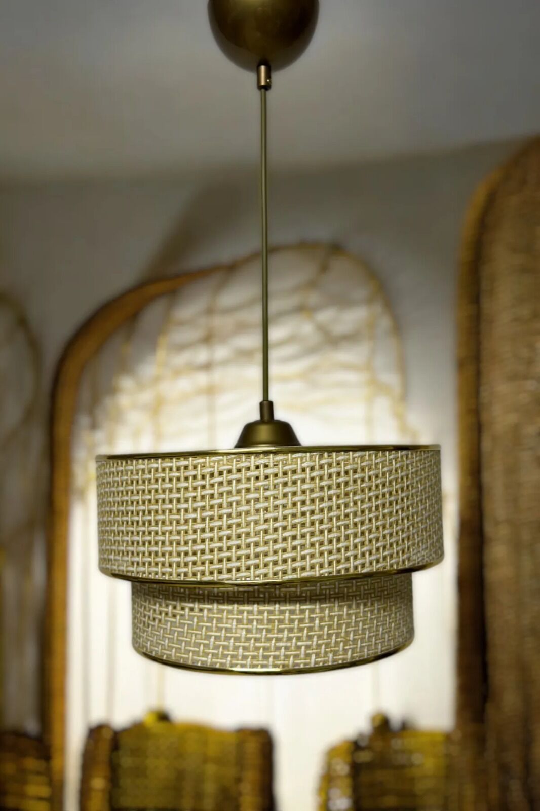 Rattan 2'li Model Naturel Gold Renk