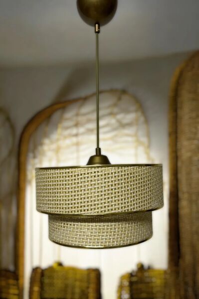 Rattan 2'li Model Naturel Gold Renk