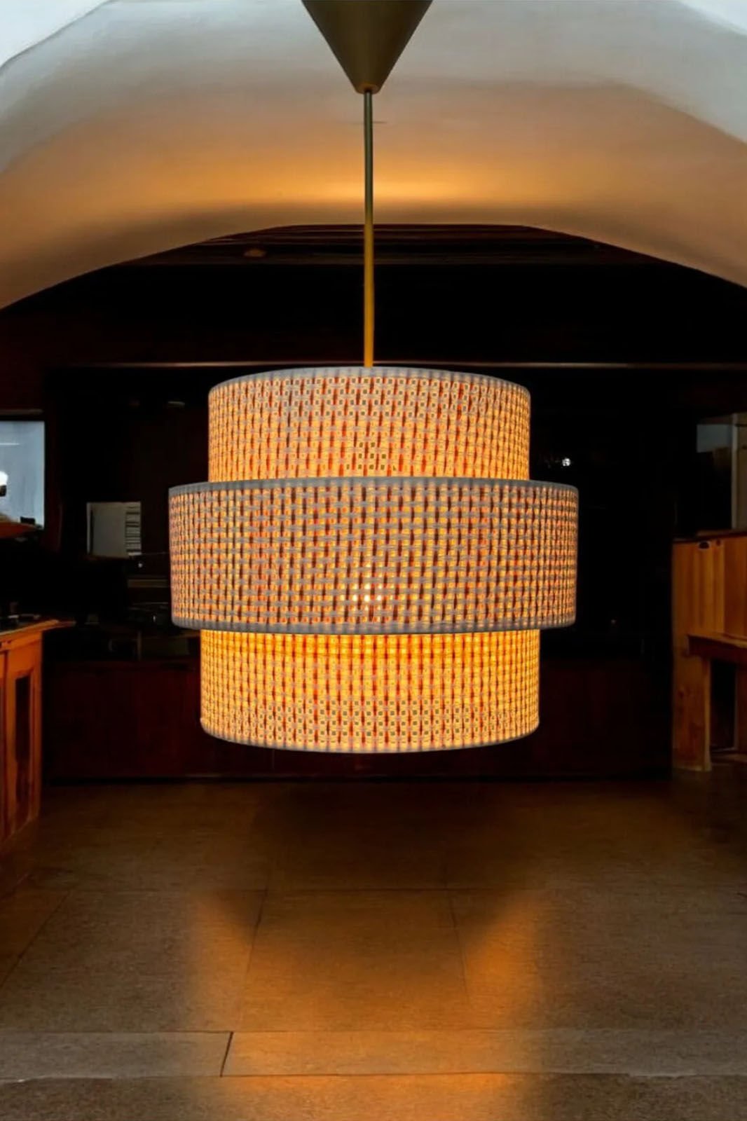 Rattan 3'lü Model Turuncu Krem Renk
