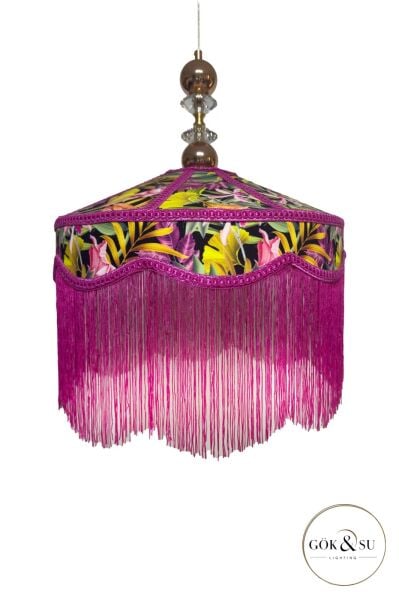 Kumaş Deniz Model Püsküllü Fuşya Renk Lüx