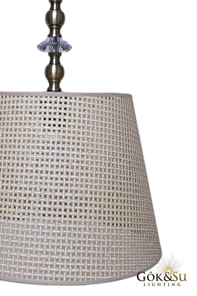 Rattan Eda Model Cam Taşlı Konik Avize Bej Rengi