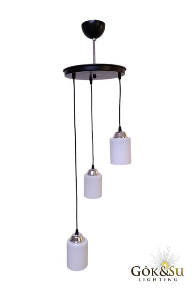 3’lü Cam Sarkıt Avize Beyaz