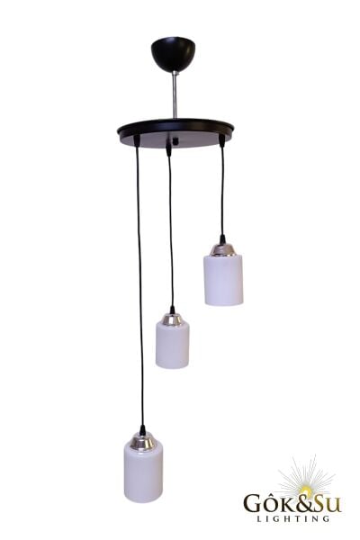 3’lü Cam Sarkıt Avize Beyaz