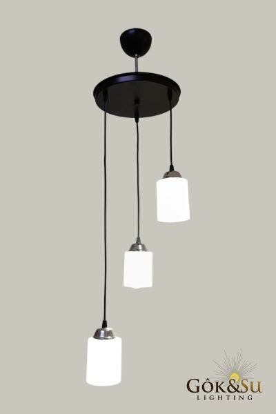 3’lü Cam Sarkıt Avize Beyaz