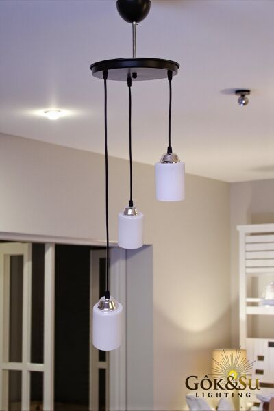 3’lü Cam Sarkıt Avize Beyaz