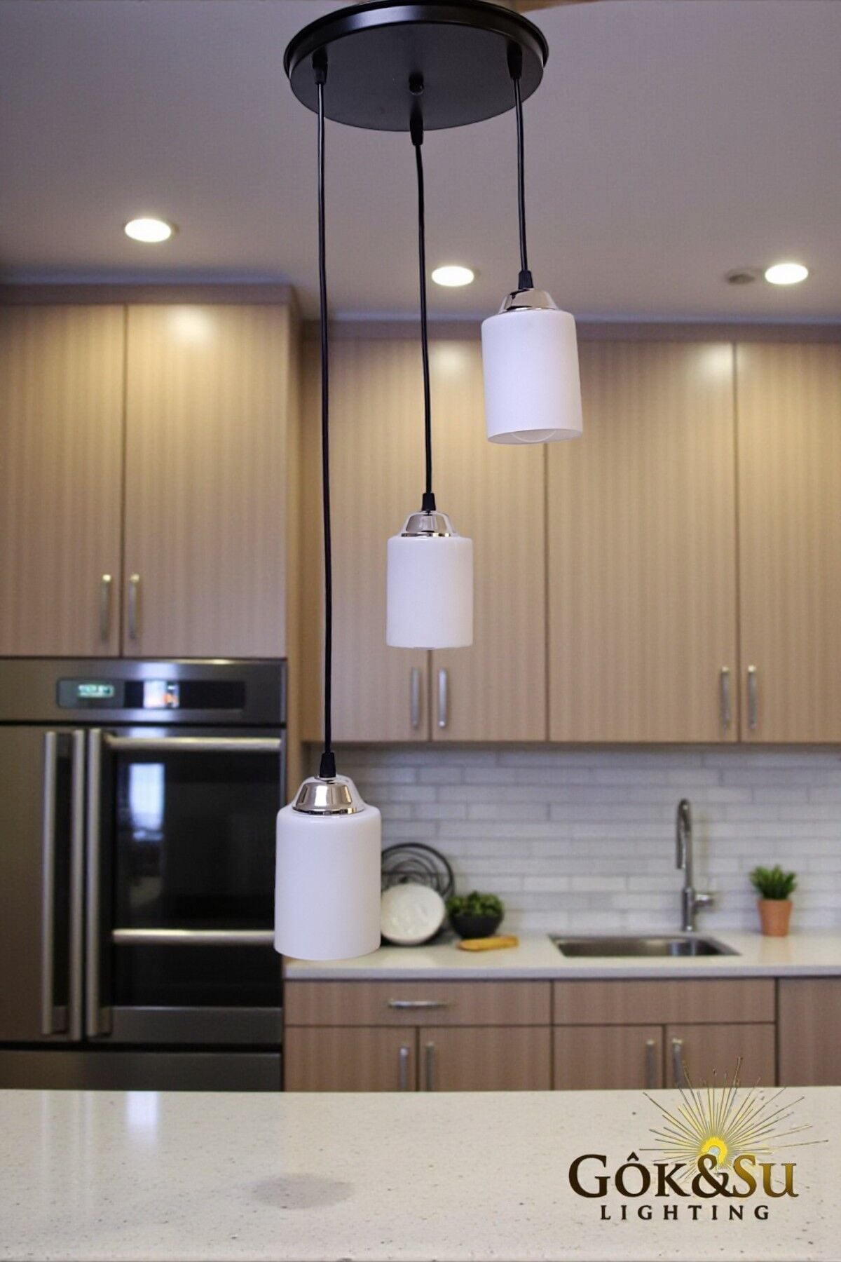 3’lü Cam Sarkıt Avize Beyaz