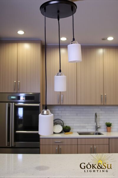 3’lü Cam Sarkıt Avize Beyaz