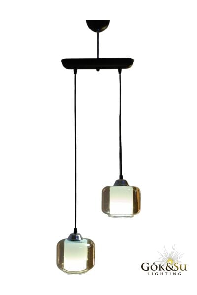 2’li Cam Sarkıt Avize Bal Rengi