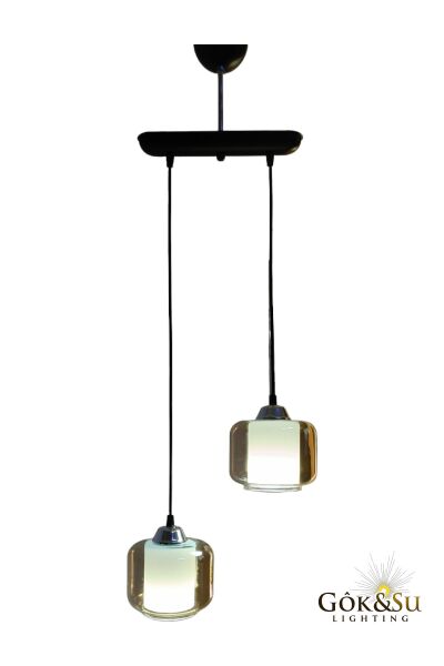 2’li Cam Sarkıt Avize Bal Rengi