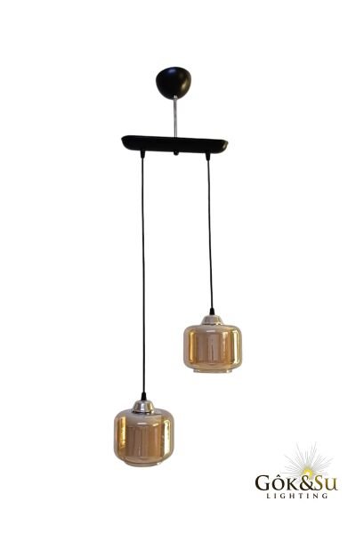 2’li Cam Sarkıt Avize Bal Rengi