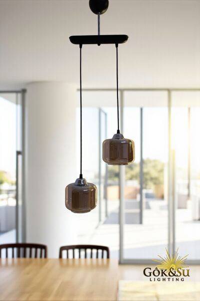 2’li Cam Sarkıt Avize Bal Rengi