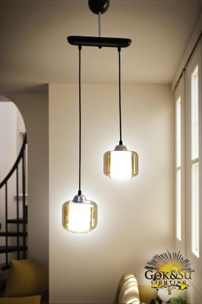 2’li Cam Sarkıt Avize Bal Rengi