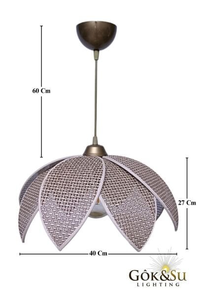 Rattan Desenli Lotus Tasarım Sarkıt Avize Kahverengi