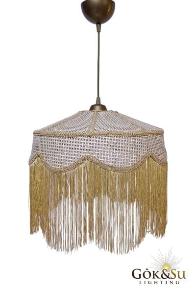 Rattan Melora Püsküllü Sarkıt Avize Natrel Renk