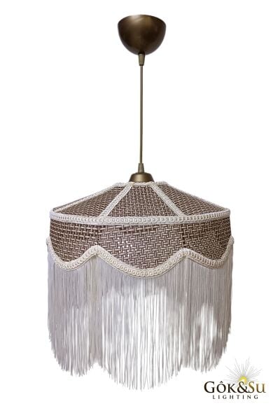 Rattan Melora Püsküllü Sarkıt Avize Kahverengi Renk