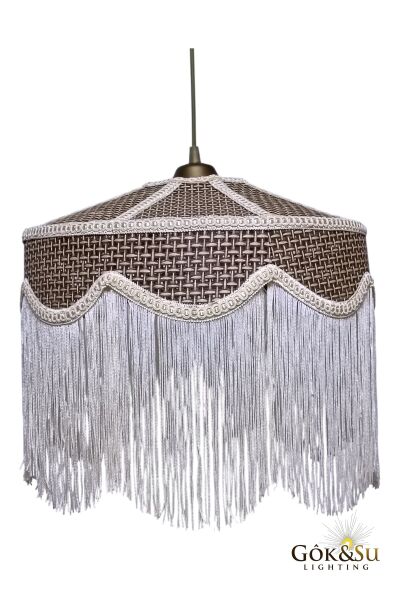 Rattan Melora Püsküllü Sarkıt Avize Kahverengi Renk