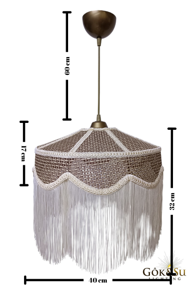 Rattan Melora Püsküllü Sarkıt Avize Kahverengi Renk