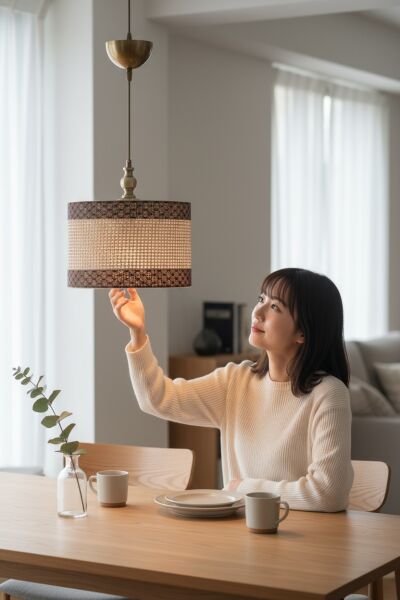 Silindir Kontrast Dokulu - Modern Rustik Hasır Örgü Sarkıt Avize - Naturel Kahverengi