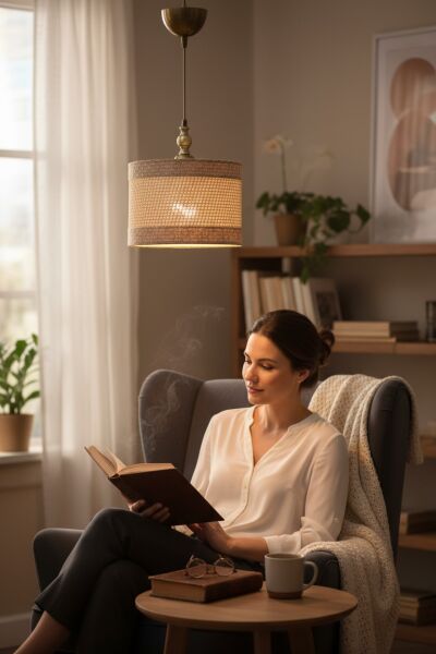 Silindir Kontrast Dokulu - Modern Rustik Hasır Örgü Sarkıt Avize Naturel