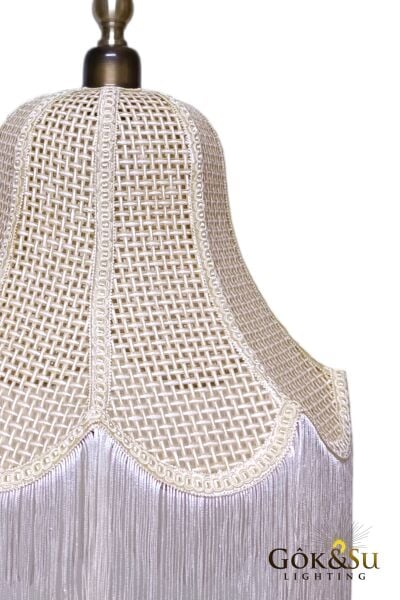 Retro Vintage Rattan Argina Model Püsküllü Sarkıt Avize