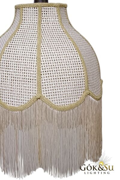 Retro Vintage Rattan Damla Model Püsküllü Sarkıt Avize