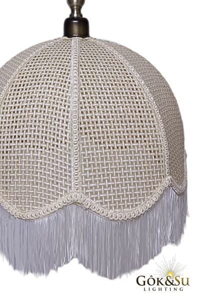 Retro Vintage Rattan Tombik Model Püsküllü Sarkıt Avize