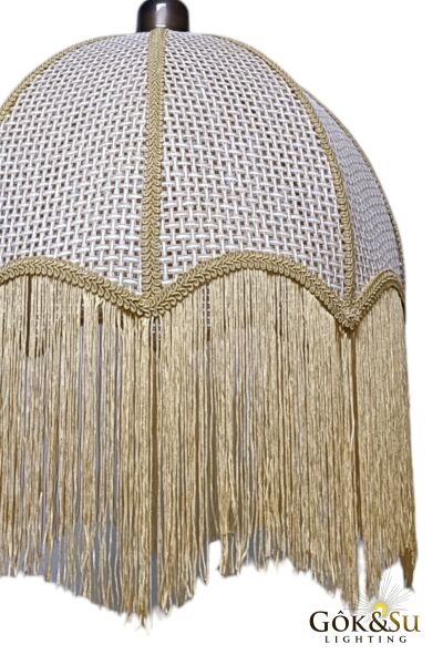 Retro Vintage Rattan Kavuk Model Püsküllü Sarkıt Avize