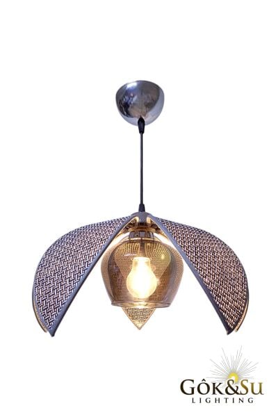 Rattan Yaprak Model Siyah Renk Camlı