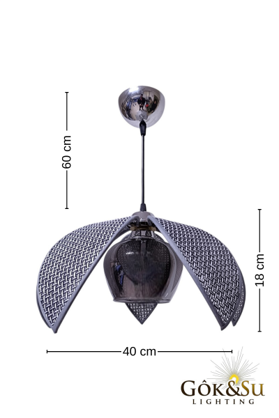 Rattan Yaprak Model Siyah Renk Camlı