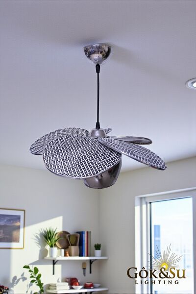 Rattan Pervane Model Siyah Camlı