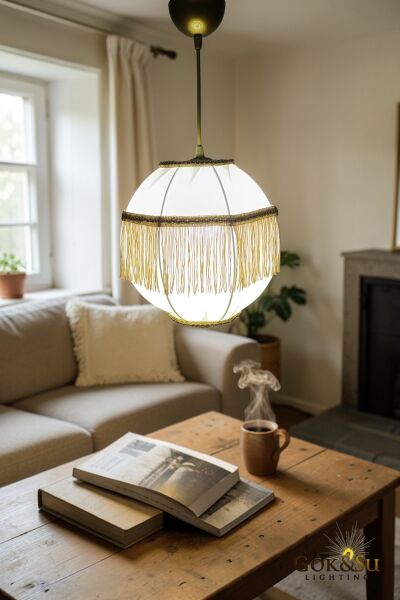 Kumaş Germe Alca Püskül Dekoratif Sarkıt Avize