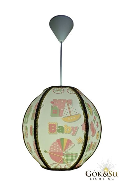 Dekoratif Yuvarlak Kumaş PVC Sarkıt Avize Bebek Odası