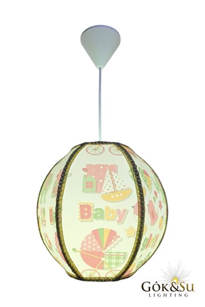 Dekoratif Yuvarlak Kumaş PVC Sarkıt Avize Bebek Odası