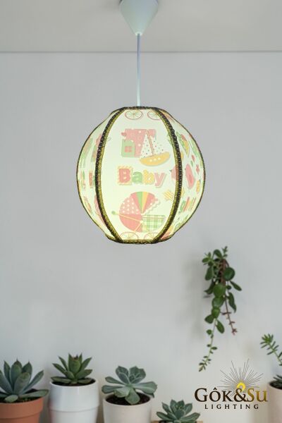 Dekoratif Yuvarlak Kumaş PVC Sarkıt Avize Bebek Odası