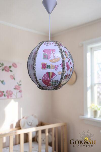 Dekoratif Yuvarlak Kumaş PVC Sarkıt Avize Bebek Odası