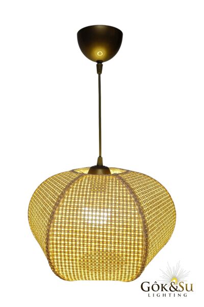 Rattan Naturel Form Aura Hasır Sarkıt Avize