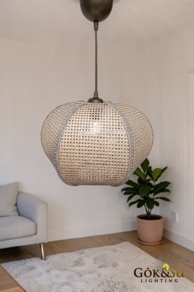 Rattan Naturel Form Aura Hasır Sarkıt Avize