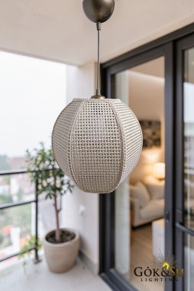 Rattan Naturel Form Zen Hasır Sarkıt Avize