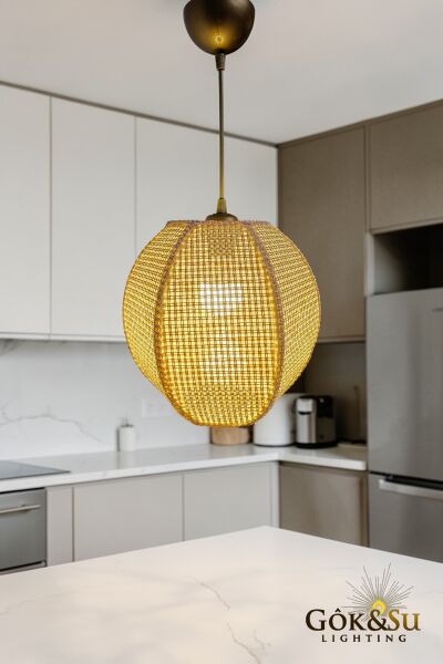 Rattan Naturel Form Zen Hasır Sarkıt Avize